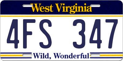 WV license plate 4FS347