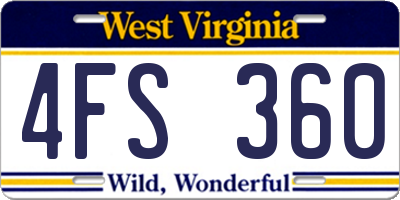 WV license plate 4FS360
