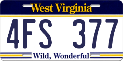 WV license plate 4FS377
