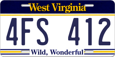 WV license plate 4FS412
