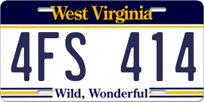 WV license plate 4FS414
