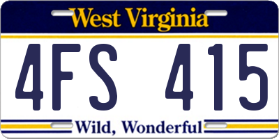 WV license plate 4FS415
