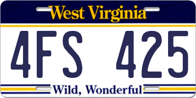WV license plate 4FS425