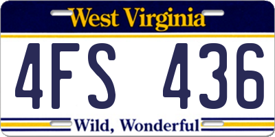 WV license plate 4FS436