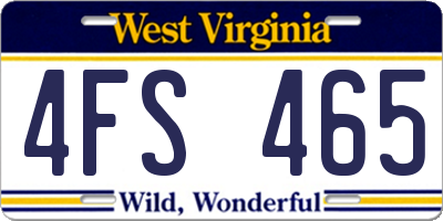 WV license plate 4FS465