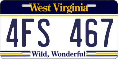 WV license plate 4FS467