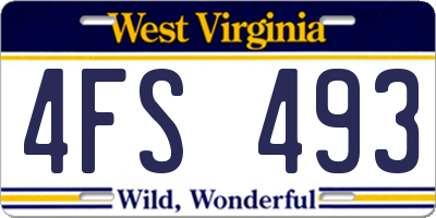 WV license plate 4FS493