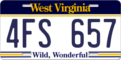 WV license plate 4FS657