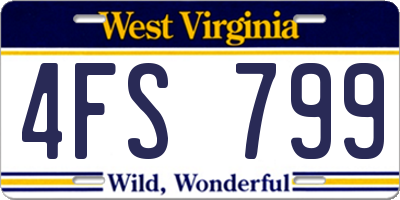 WV license plate 4FS799