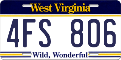 WV license plate 4FS806