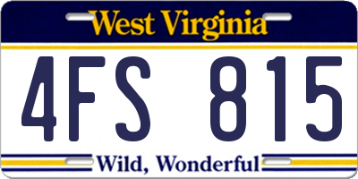 WV license plate 4FS815