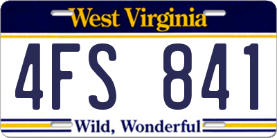 WV license plate 4FS841