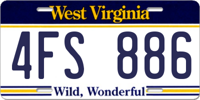 WV license plate 4FS886