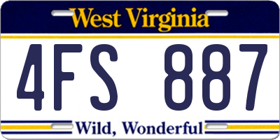 WV license plate 4FS887