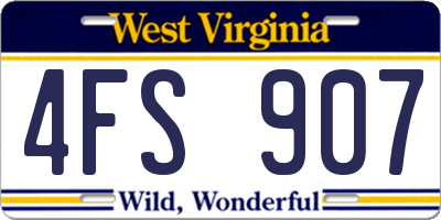 WV license plate 4FS907