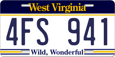 WV license plate 4FS941