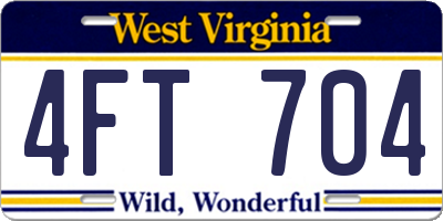 WV license plate 4FT704