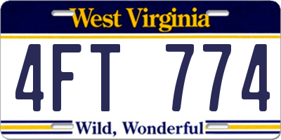 WV license plate 4FT774