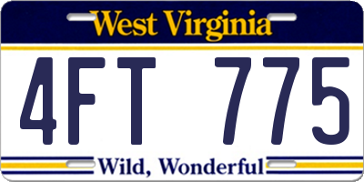 WV license plate 4FT775