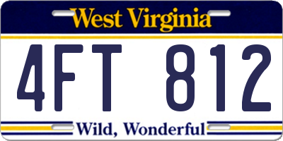 WV license plate 4FT812