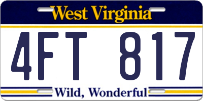 WV license plate 4FT817