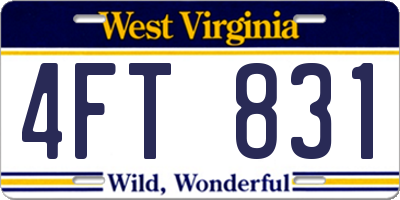WV license plate 4FT831