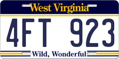 WV license plate 4FT923