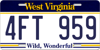 WV license plate 4FT959