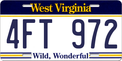 WV license plate 4FT972