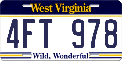 WV license plate 4FT978