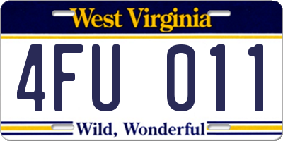 WV license plate 4FU011