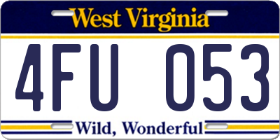 WV license plate 4FU053