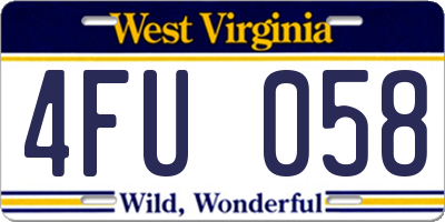 WV license plate 4FU058