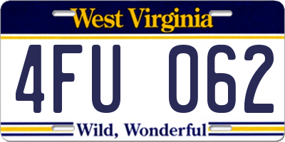 WV license plate 4FU062