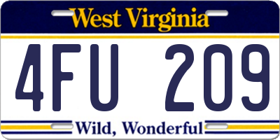 WV license plate 4FU209