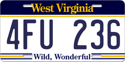 WV license plate 4FU236