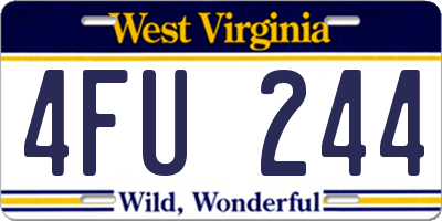 WV license plate 4FU244