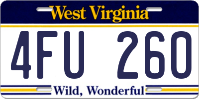 WV license plate 4FU260