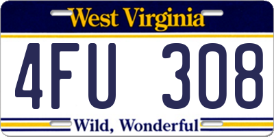 WV license plate 4FU308