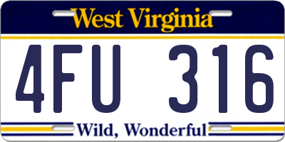 WV license plate 4FU316