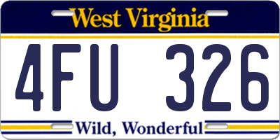 WV license plate 4FU326