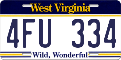 WV license plate 4FU334