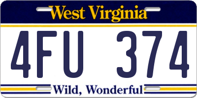 WV license plate 4FU374