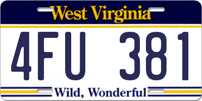 WV license plate 4FU381