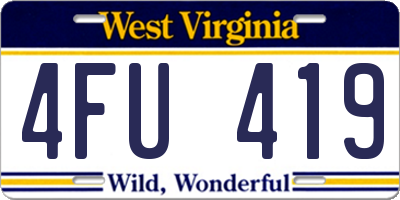 WV license plate 4FU419