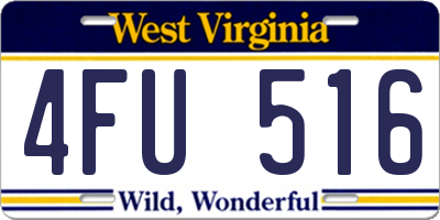 WV license plate 4FU516