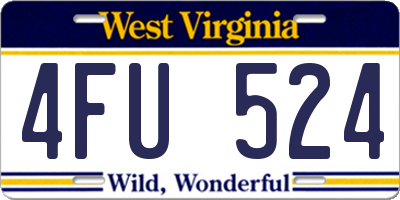 WV license plate 4FU524