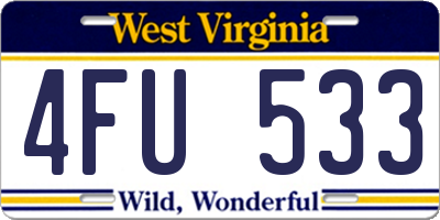 WV license plate 4FU533