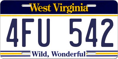 WV license plate 4FU542