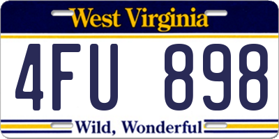 WV license plate 4FU898